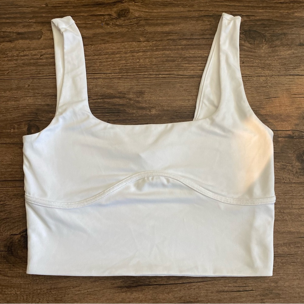 White Square Neck Crop Top S